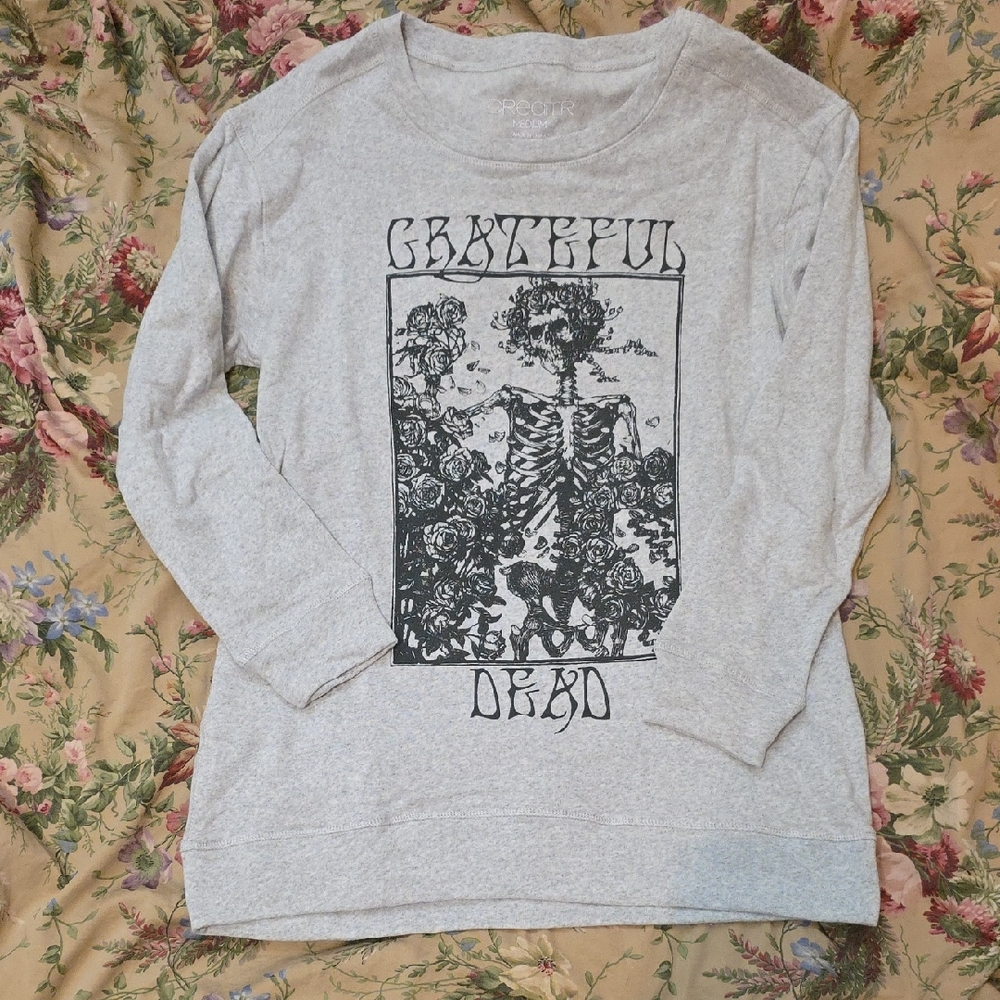 Gray Grateful Dead Graphic Lengthy Sweatshirt